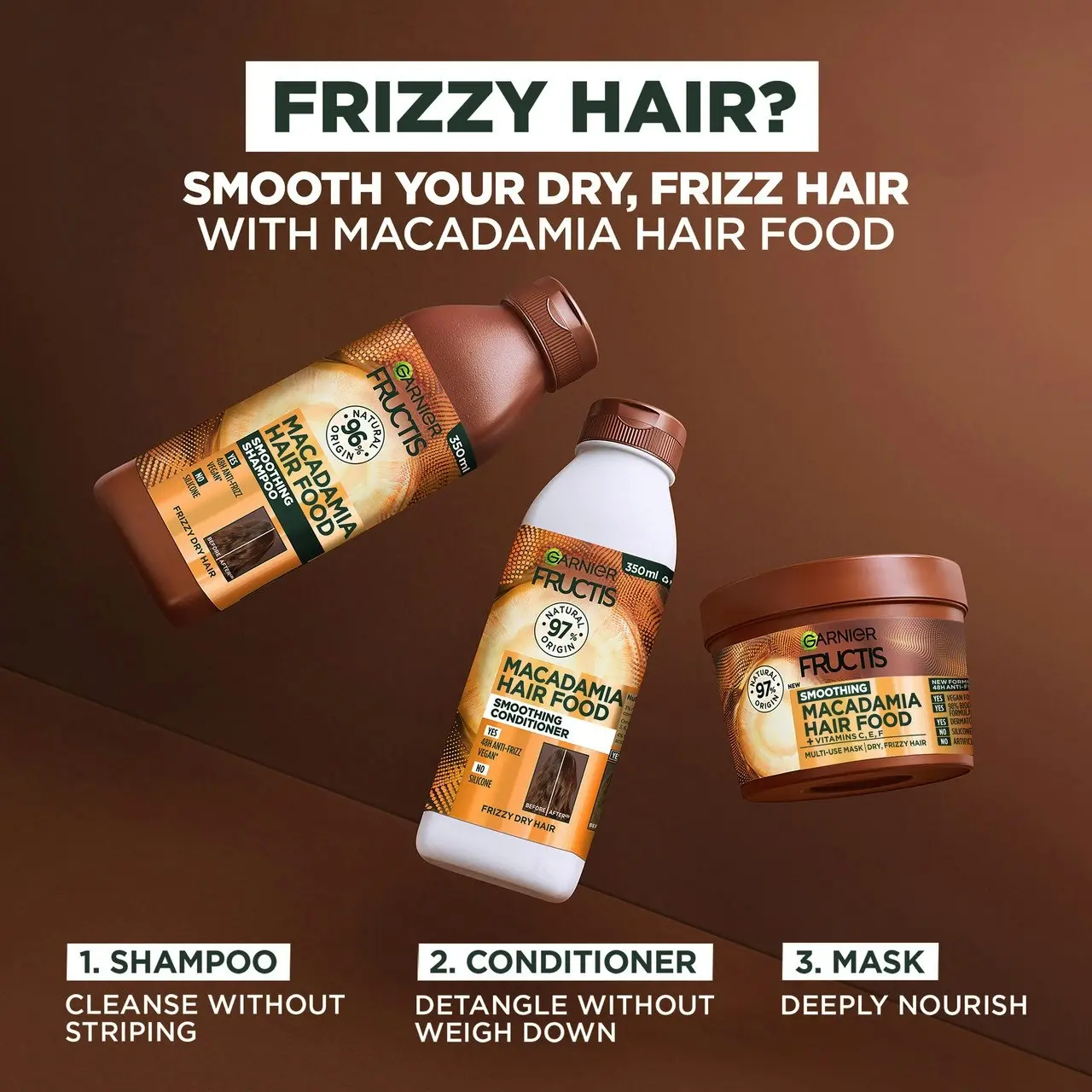 Fructis Hair Food Macadamia Conditioner for Unruly Hair 350ml