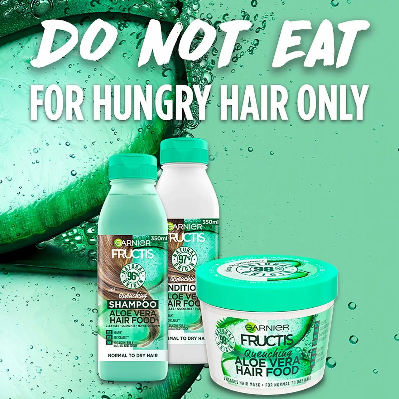 Fructis Hair Food Aloe Vera Shampoo for Normal to Dry hair 350ml