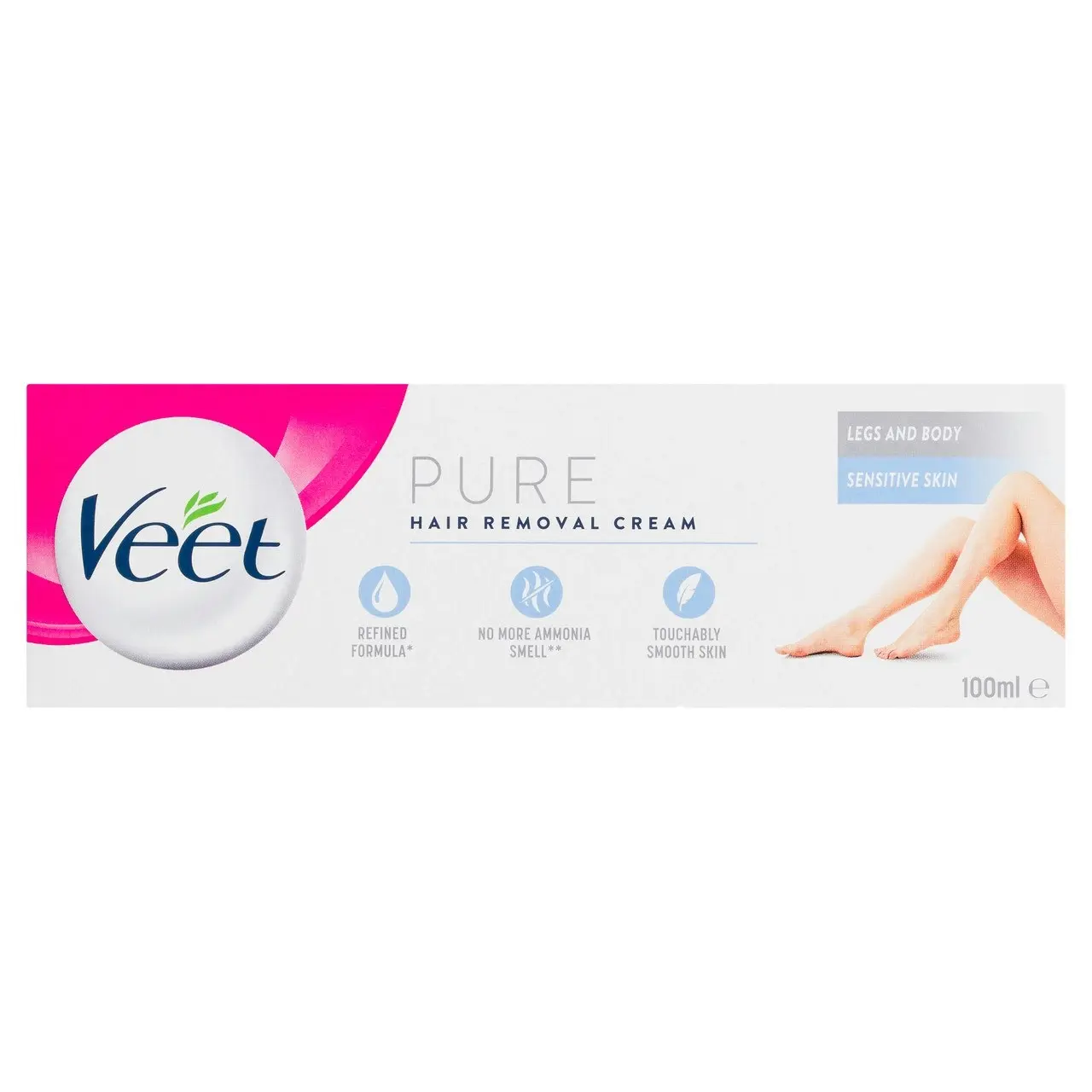 Veet Pure Hair Removal Cream Legs and Body Sensitive Skin 100mL