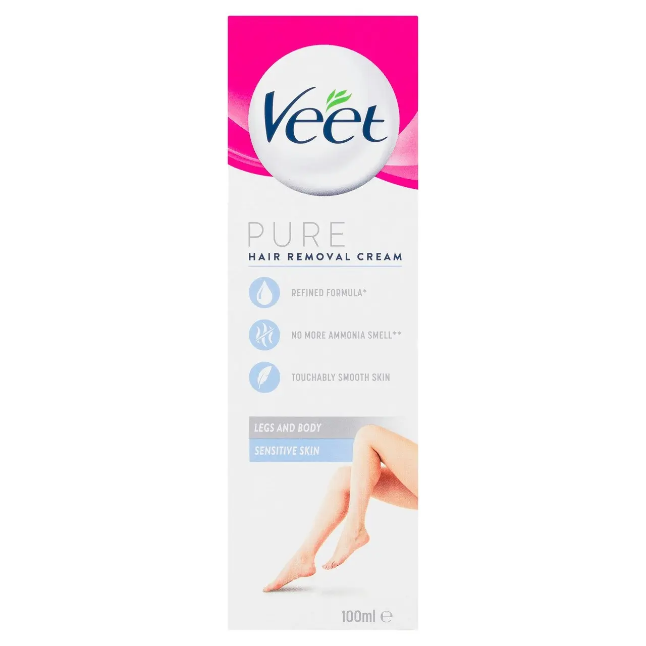 Veet Pure Hair Removal Cream Legs and Body Sensitive Skin 100mL