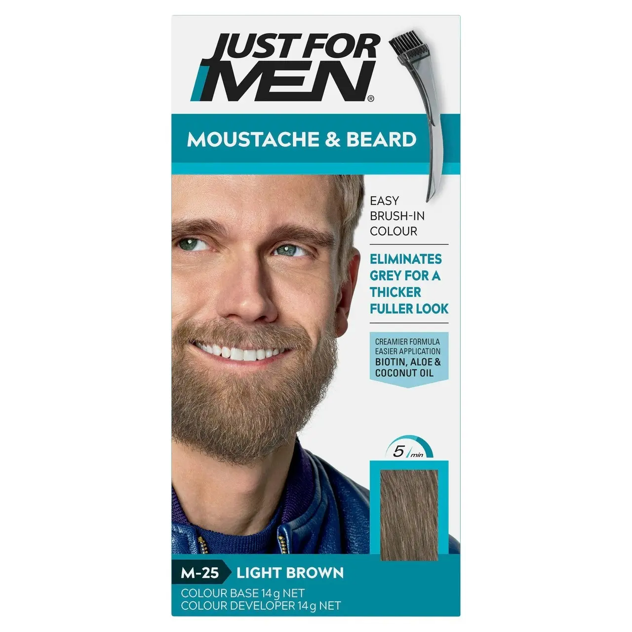 Just For Men Moustache & Beard Brush-In Colour Gel Light Brown