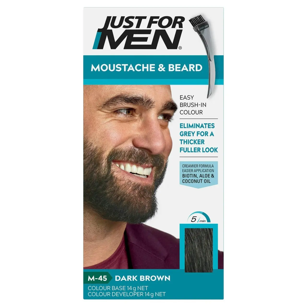 Just For Men Moustache & Beard Brush-In Colour Gel Dark Brown