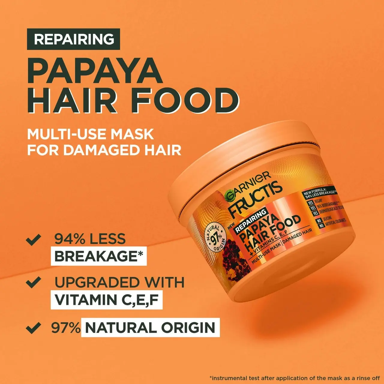 Garnier Fructis Hair Food Repairing Papaya Multi Use Treatment for Damaged Hair  390ml