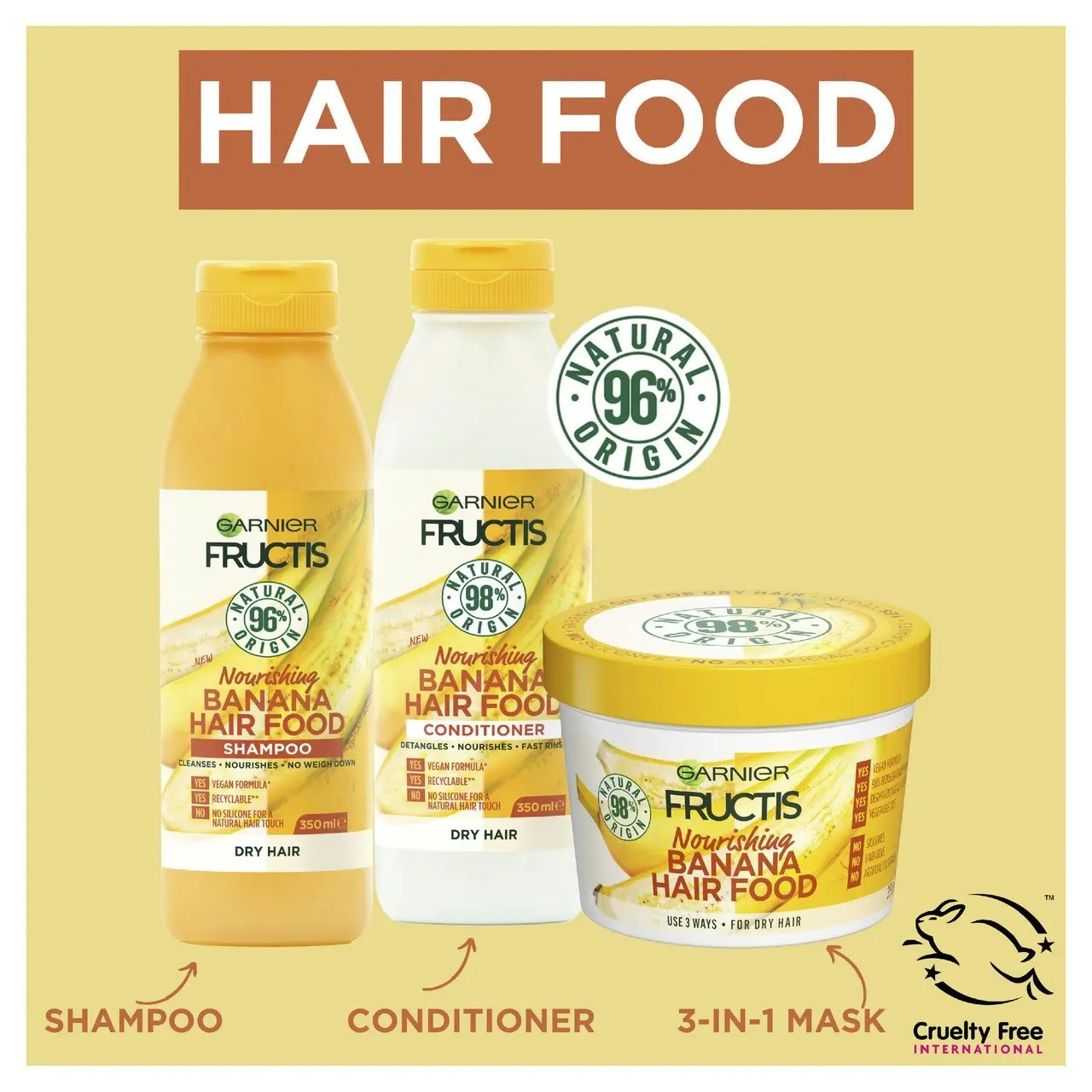 Garnier Fructis Hair Food Nourishing Banana Multi use Treatment for Dry Hair 390ml