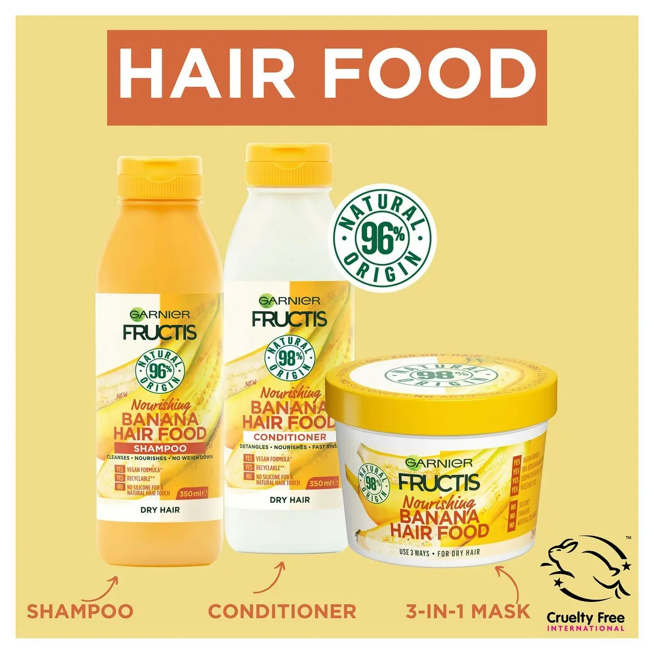 Garnier Fructis Hair Food Nourishing Banana Multi use Treatment for Dry Hair 390ml