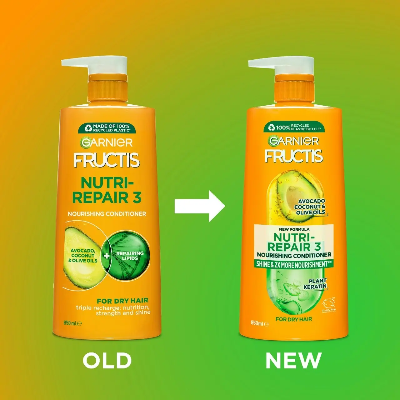 Garnier Fructis Nutri-Repair 3 Conditioner 850ml for Dry Hair