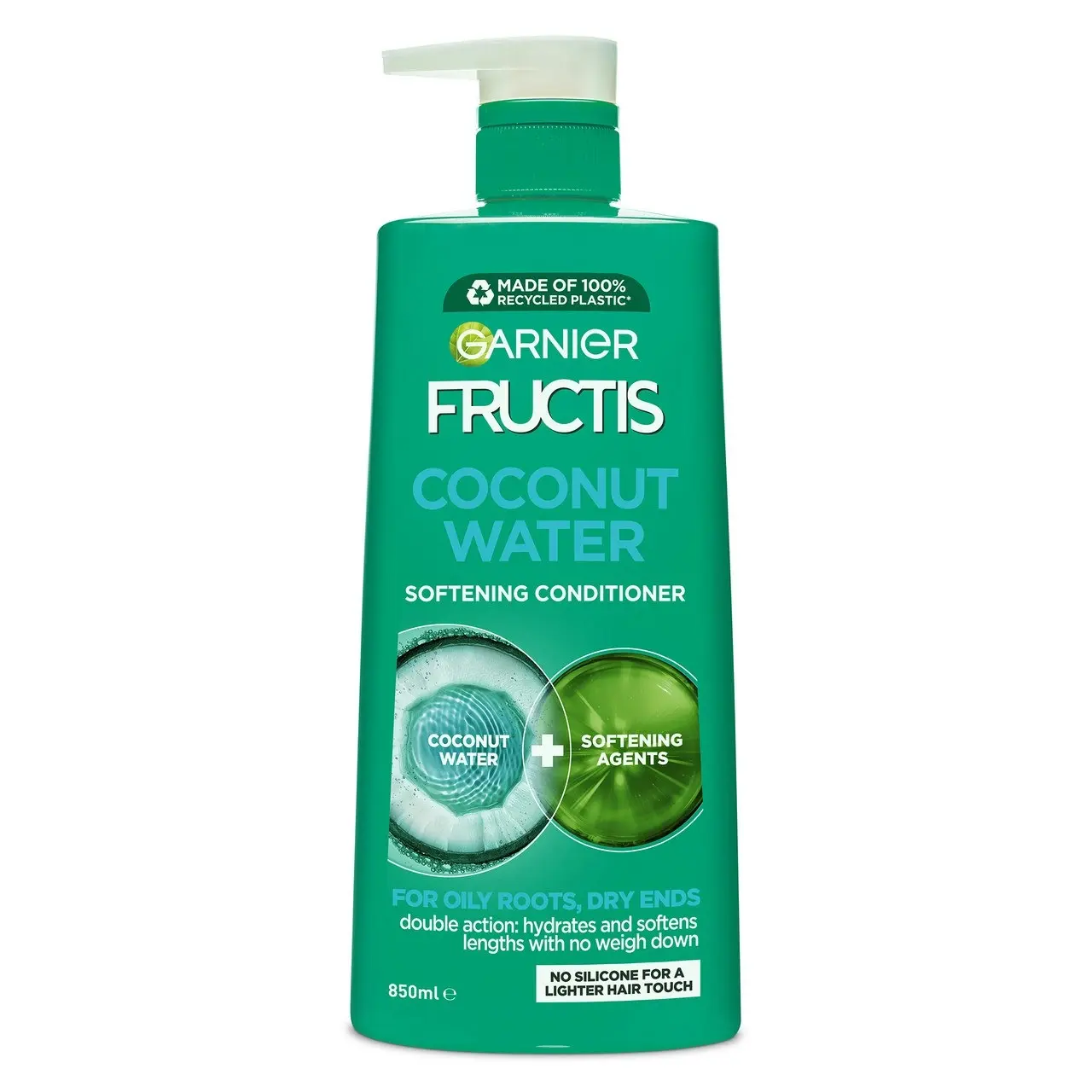 Garnier Fructis Coconut Water Conditioner 850ml for Oily Roots, Dry Ends