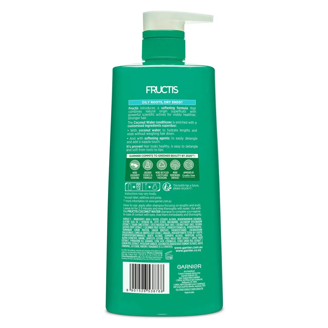 Garnier Fructis Coconut Water Conditioner 850ml for Oily Roots, Dry Ends