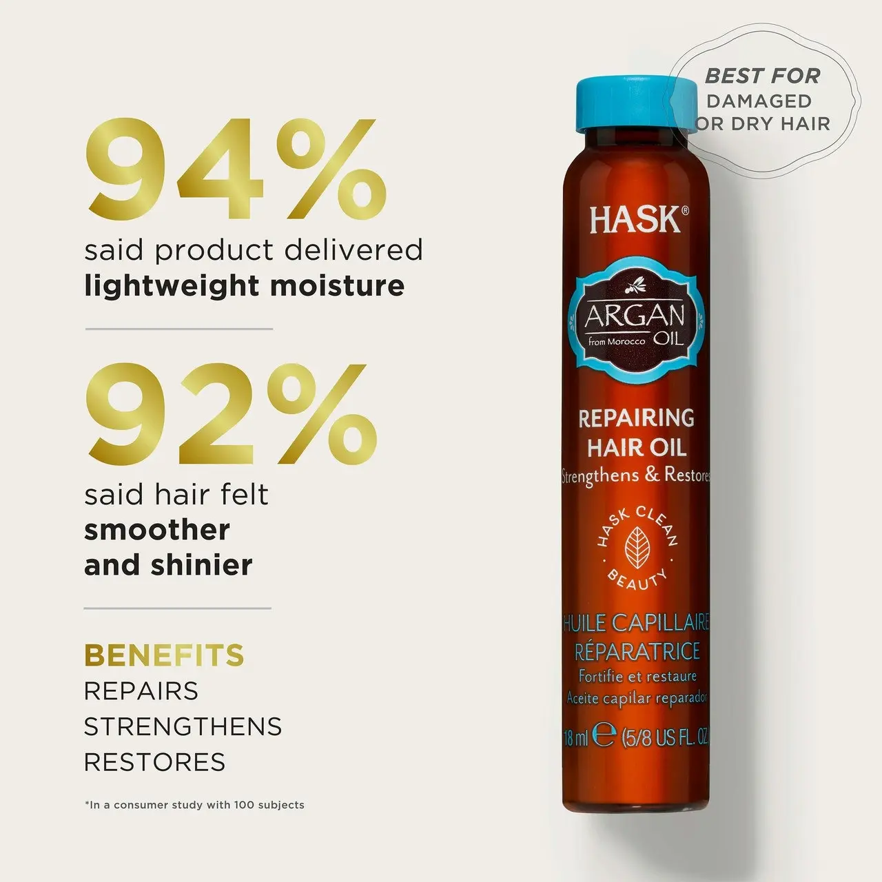 HASK Argan Oil Repairing Hair Oil Vial 18mL