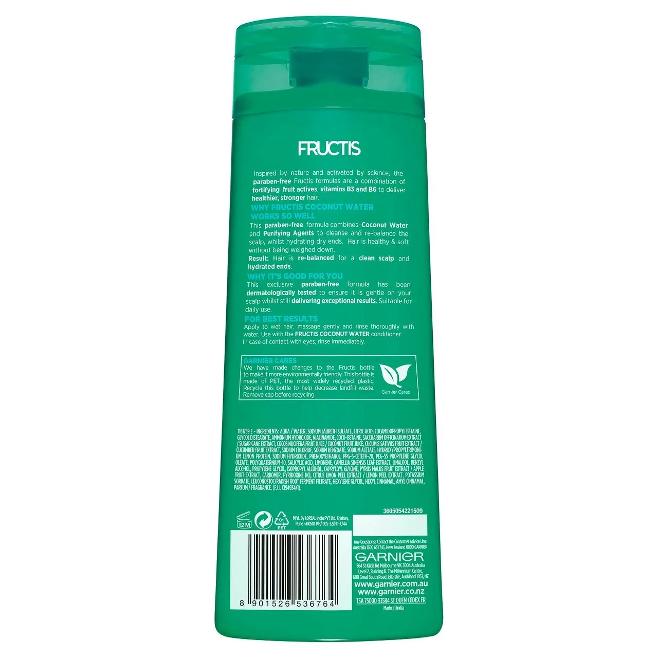 Garnier Fructis Coconut Water Shampoo 315ml for Oily Roots, Dry Ends