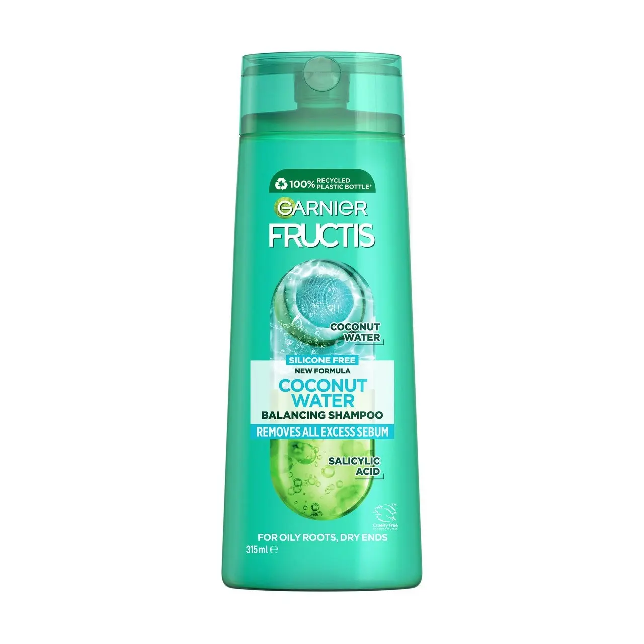 Garnier Fructis Coconut Water Shampoo 315ml for Oily Roots, Dry Ends