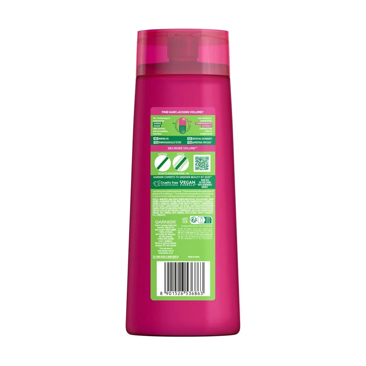 Garnier Fructis Full & Luscious Shampoo 315ml for Fine Hair