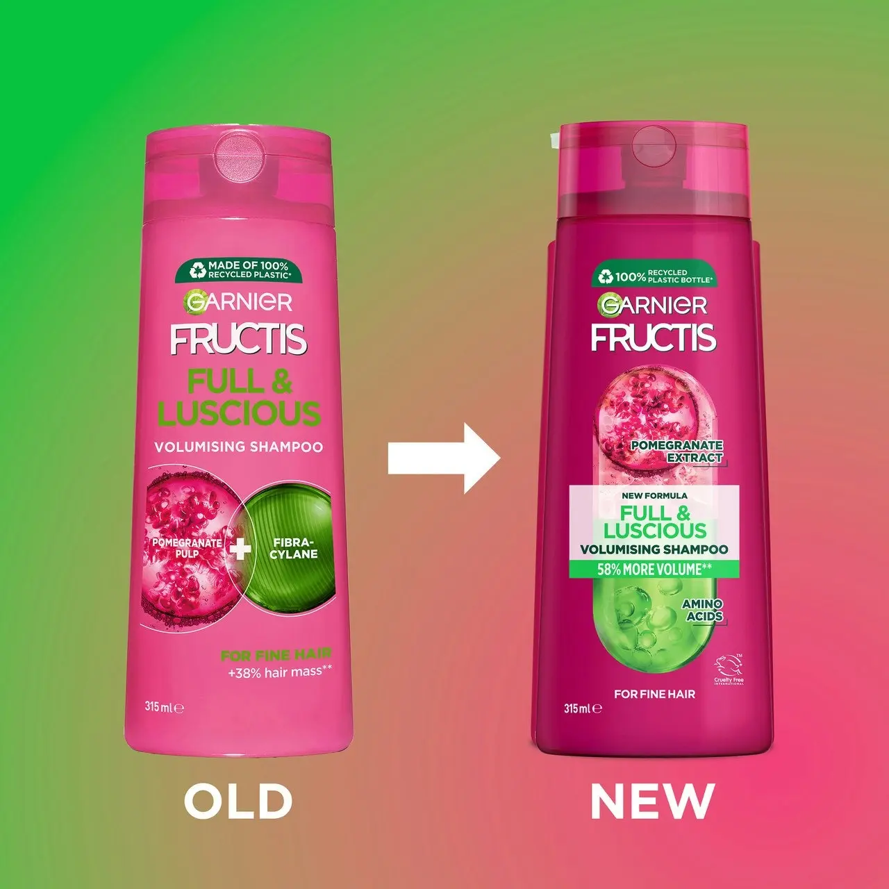 Garnier Fructis Full & Luscious Shampoo 315ml for Fine Hair