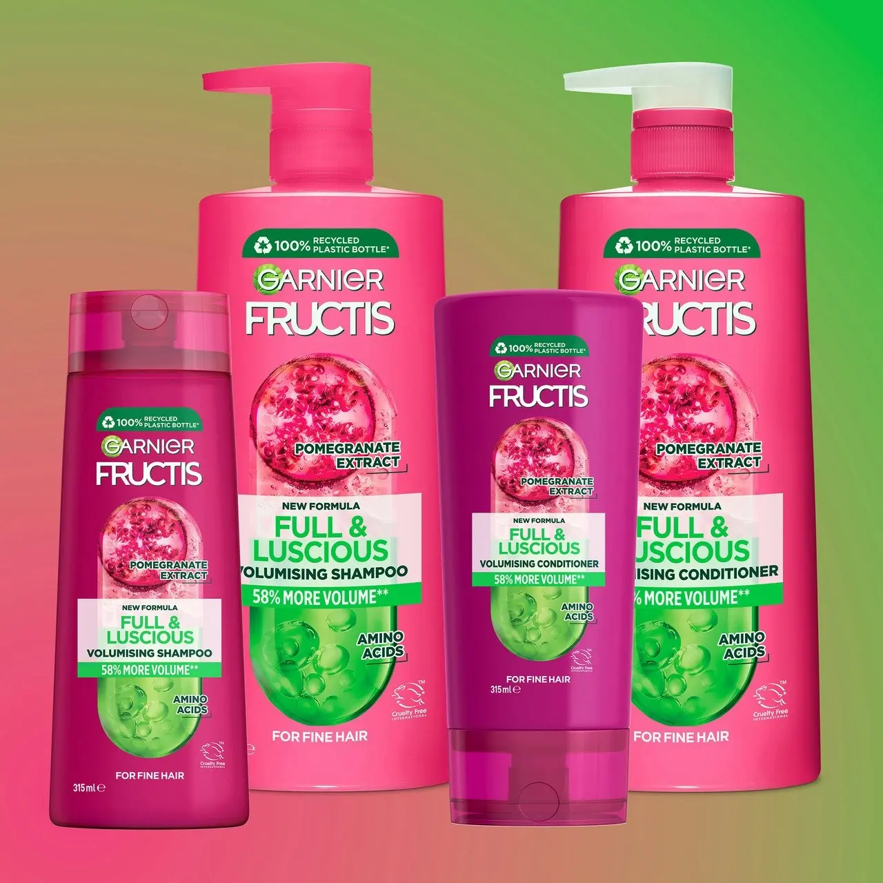 Garnier Fructis Full & Luscious Shampoo 315ml for Fine Hair