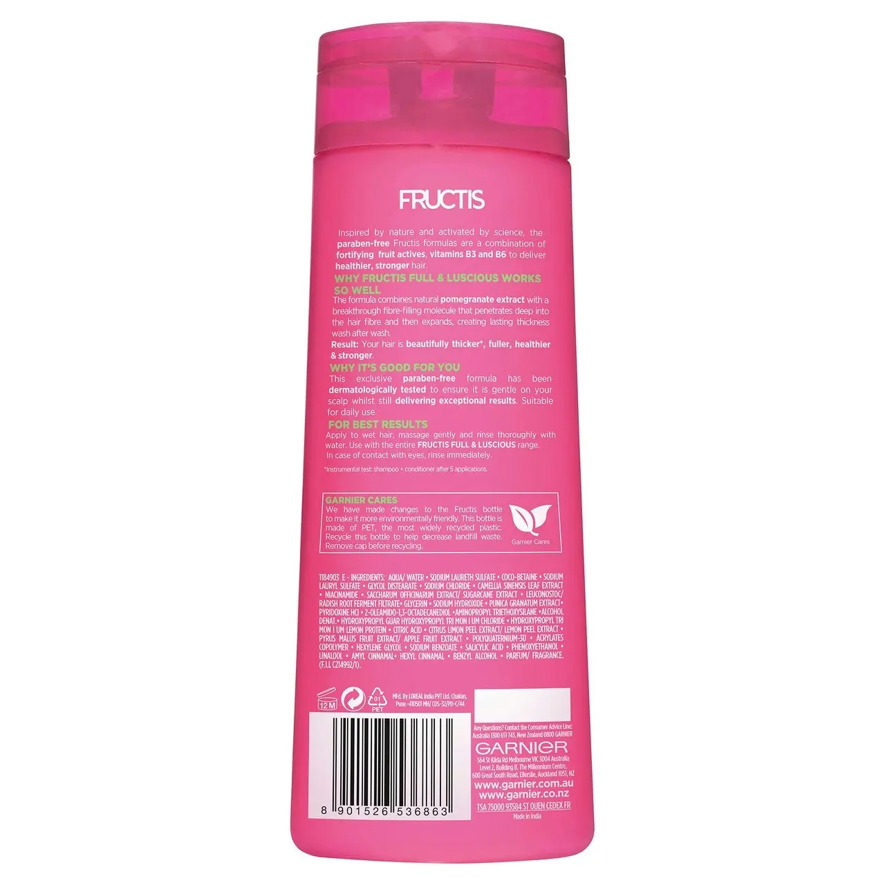 Garnier Fructis Full & Luscious Shampoo 315ml for Fine Hair