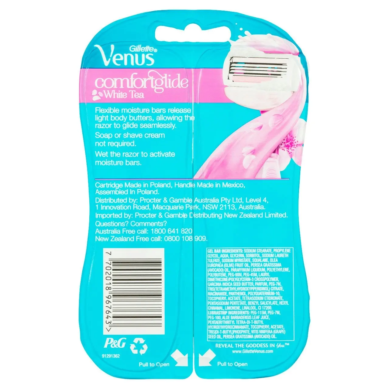 Gillette Venus ComfortGlide White Tea Women's Disposable Razor, 2 Count