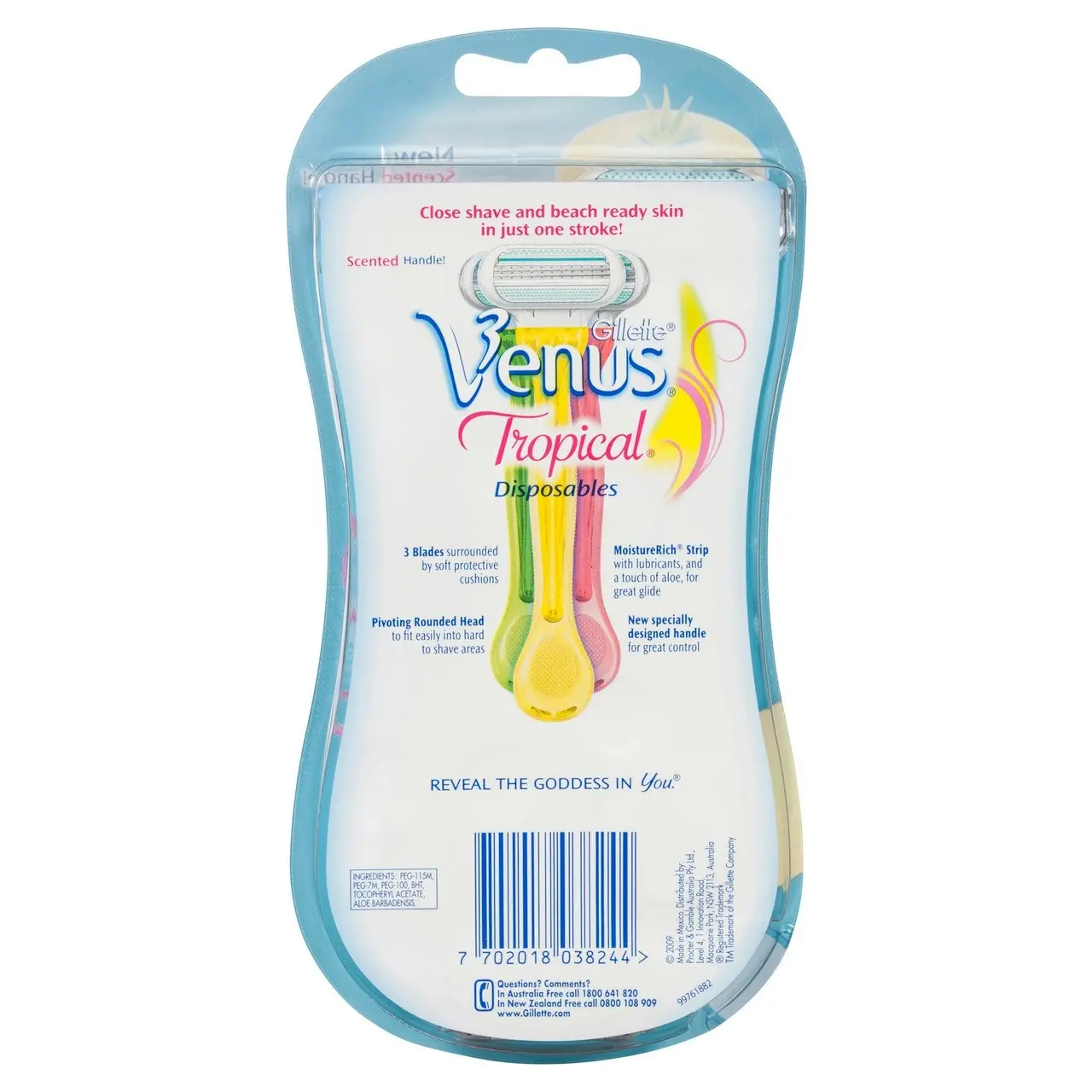 Gillette Venus Tropical Women's Disposable Razor, 3 Count