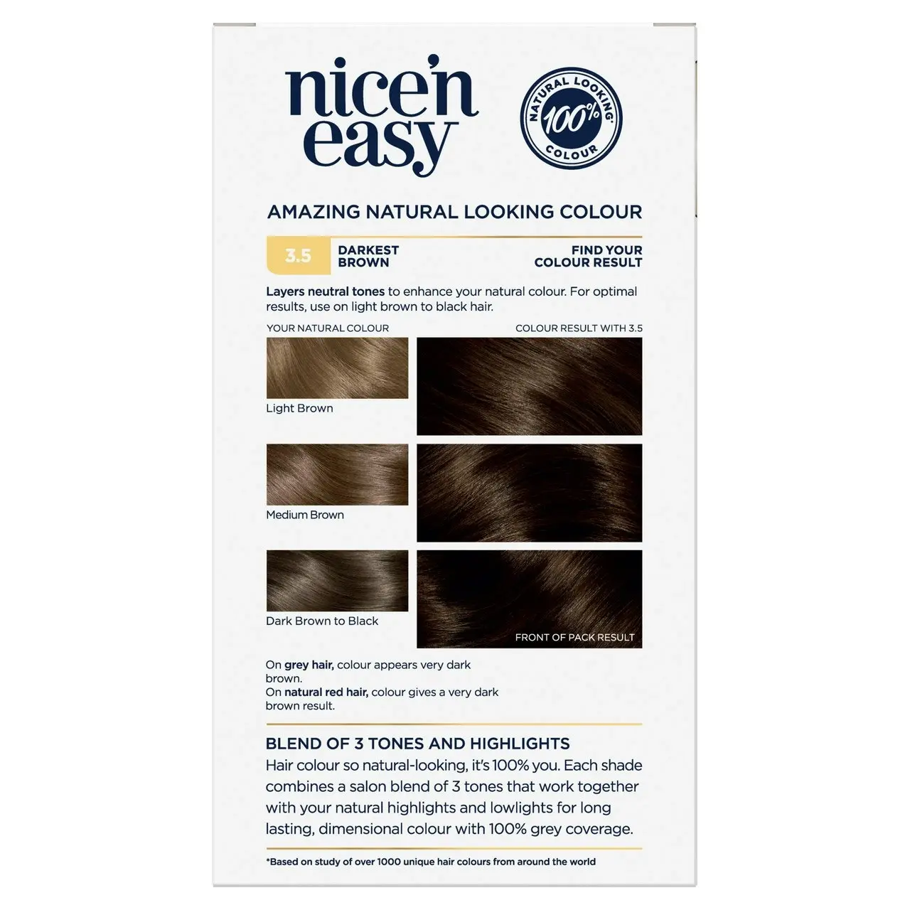 Clairol Nice 'N Easy 3.5 Natural Darkest Brown Permanent Hair Colour