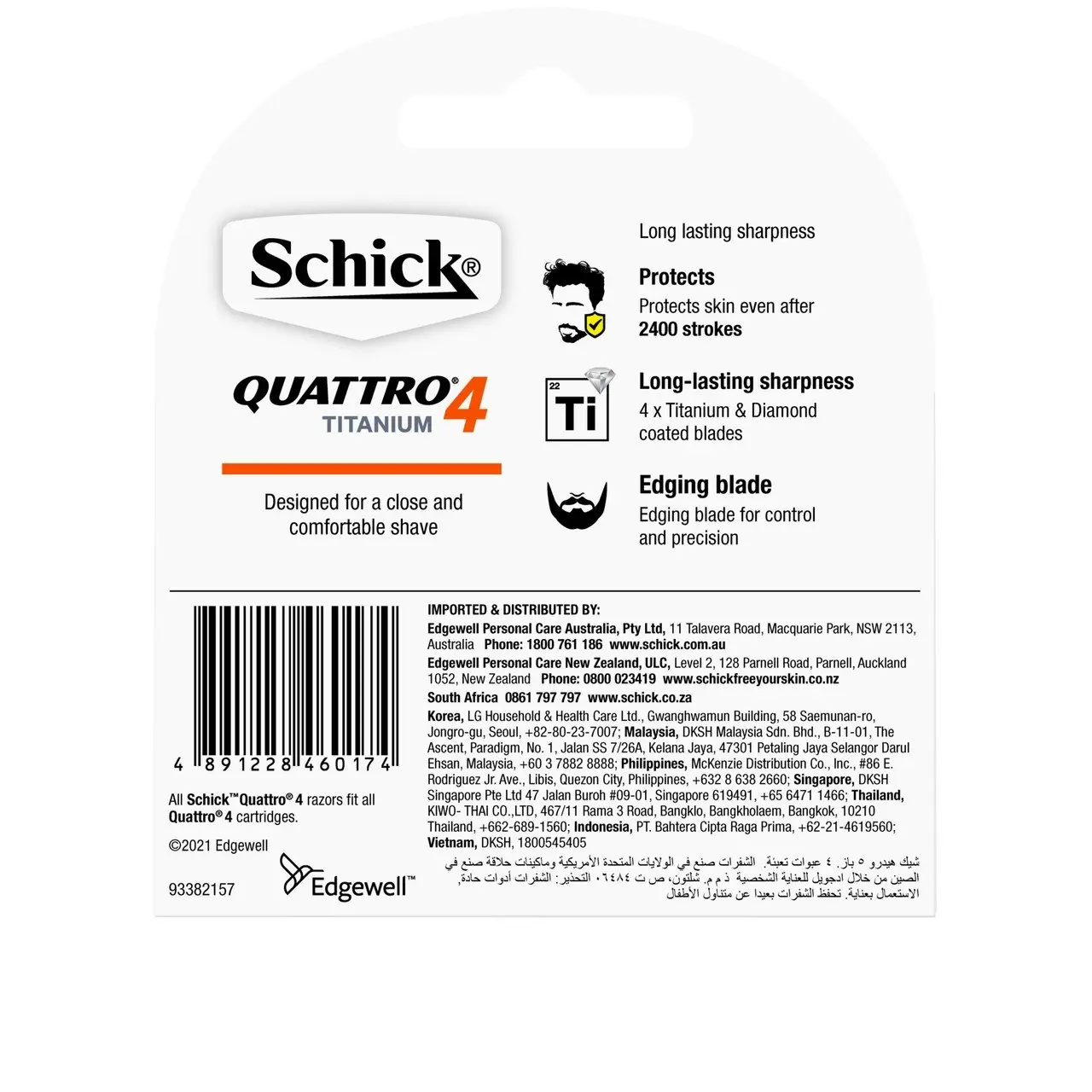 Schick Quattro Titanium 4 Blades Refill 4 pack