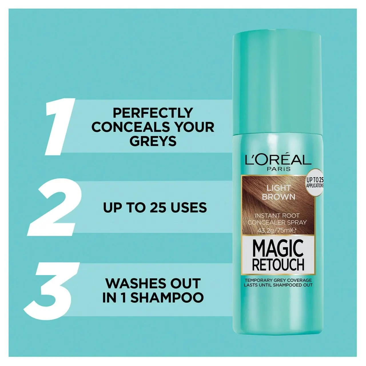 L'Oreal Paris Magic Retouch Temporary Root Concealer Spray - Beige (Instant Grey Hair Coverage)