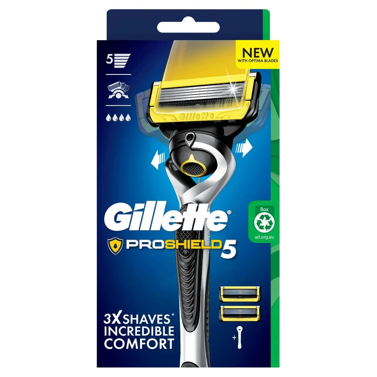 Gillette Fusion Proshield Flexball Razor Handle + 2 Cartridges, Shave Care