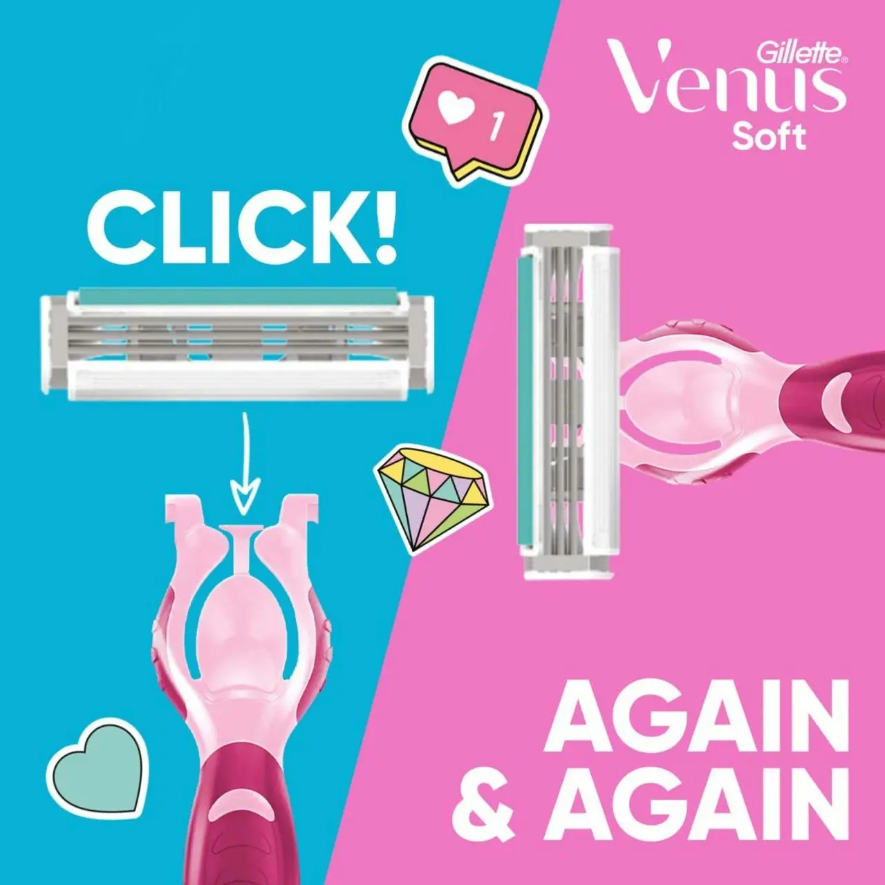 Gillette Simply Venus Women's Razor Handle & 4 Blade Refill