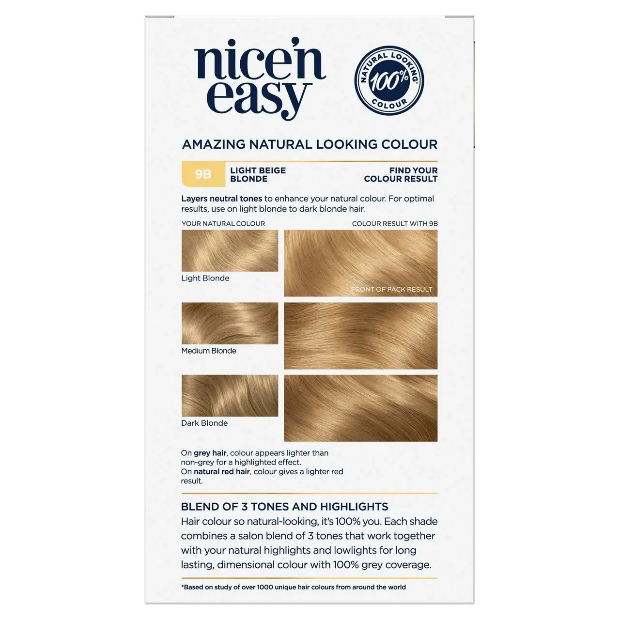 Clairol Nice 'N Easy 9B Natural Light Beige Blonde Permanent Hair Colour