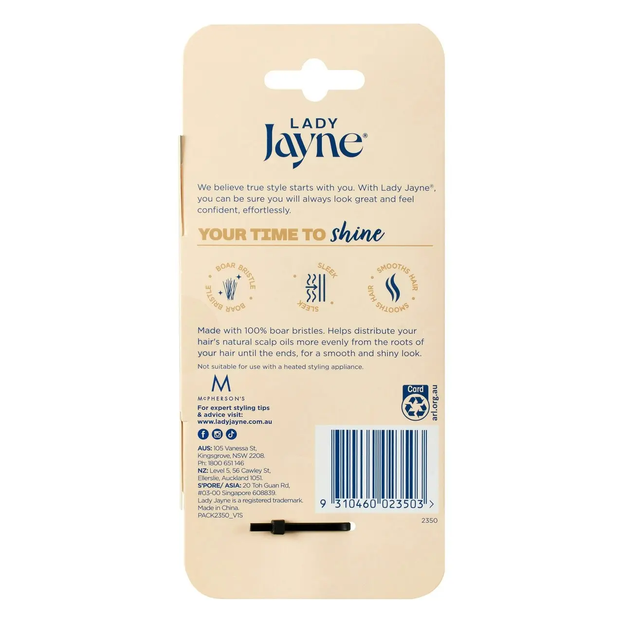 Lady Jayne Large Boar Bristle Pad Brush