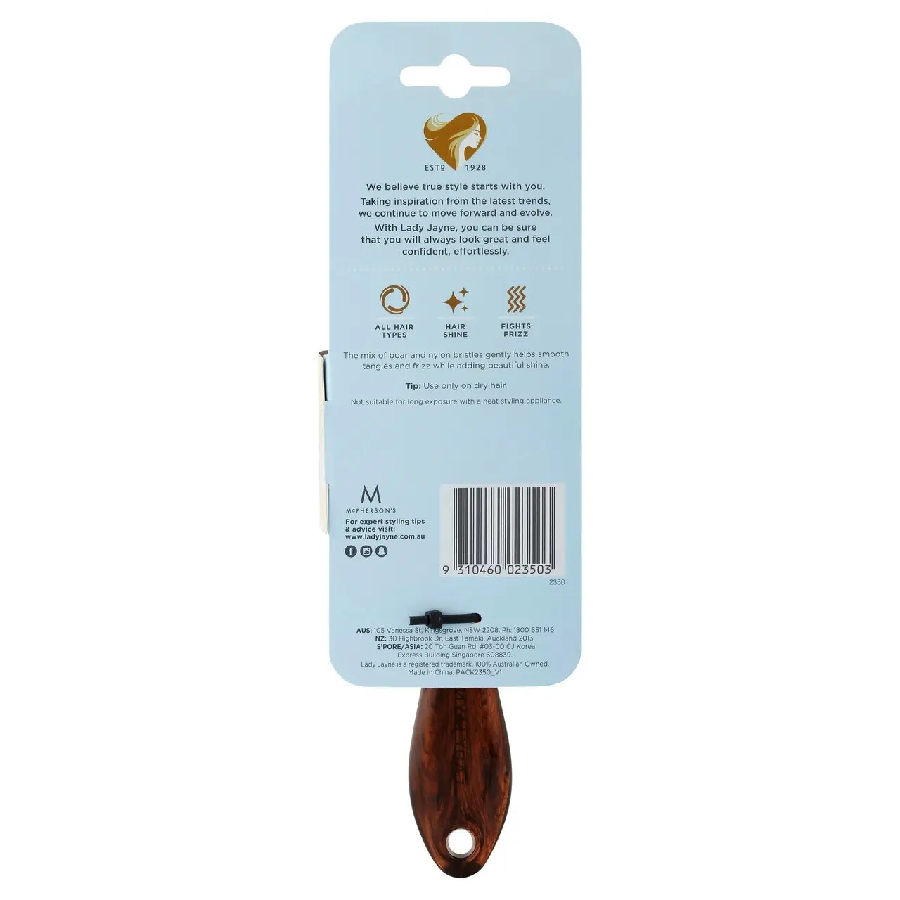 Lady Jayne Large Boar Bristle Pad Brush