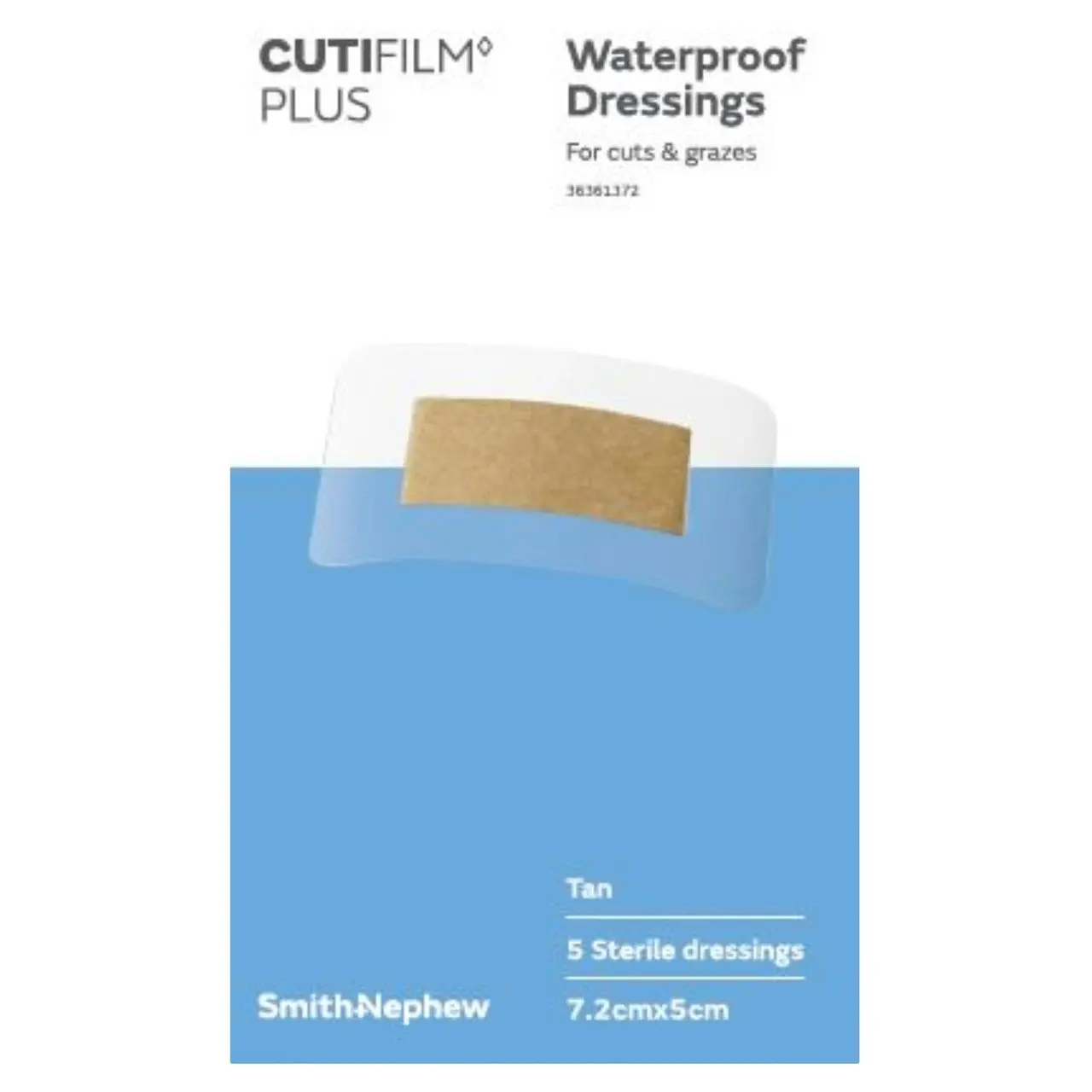 CUTIFILM Plus Tan Waterproof Dressing 7.2cm x 5cm 5 Pack