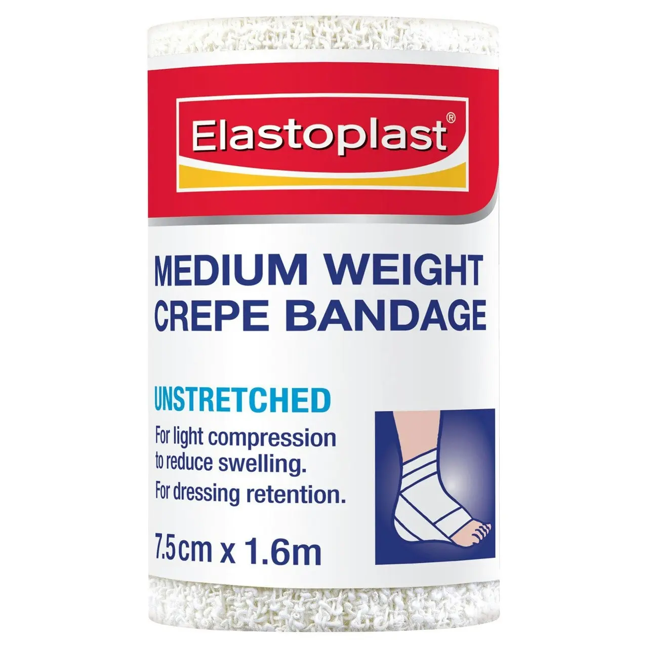 Elastoplast Medium Weight Crepe Bandage Unstretched 7.5cm x 1.6m