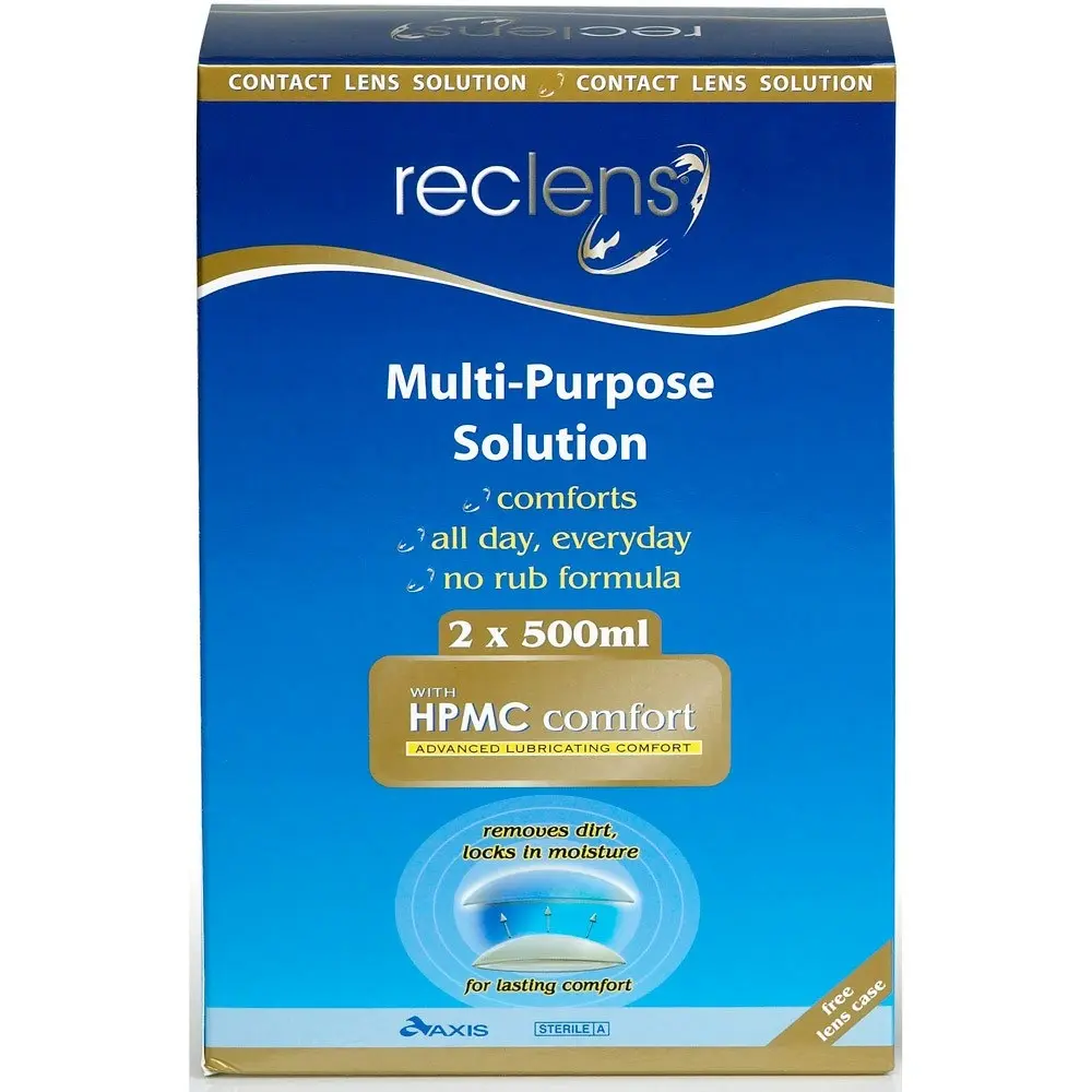 RECLENS Multi Purpose Solution 2x500ml + Contact Lens Solution