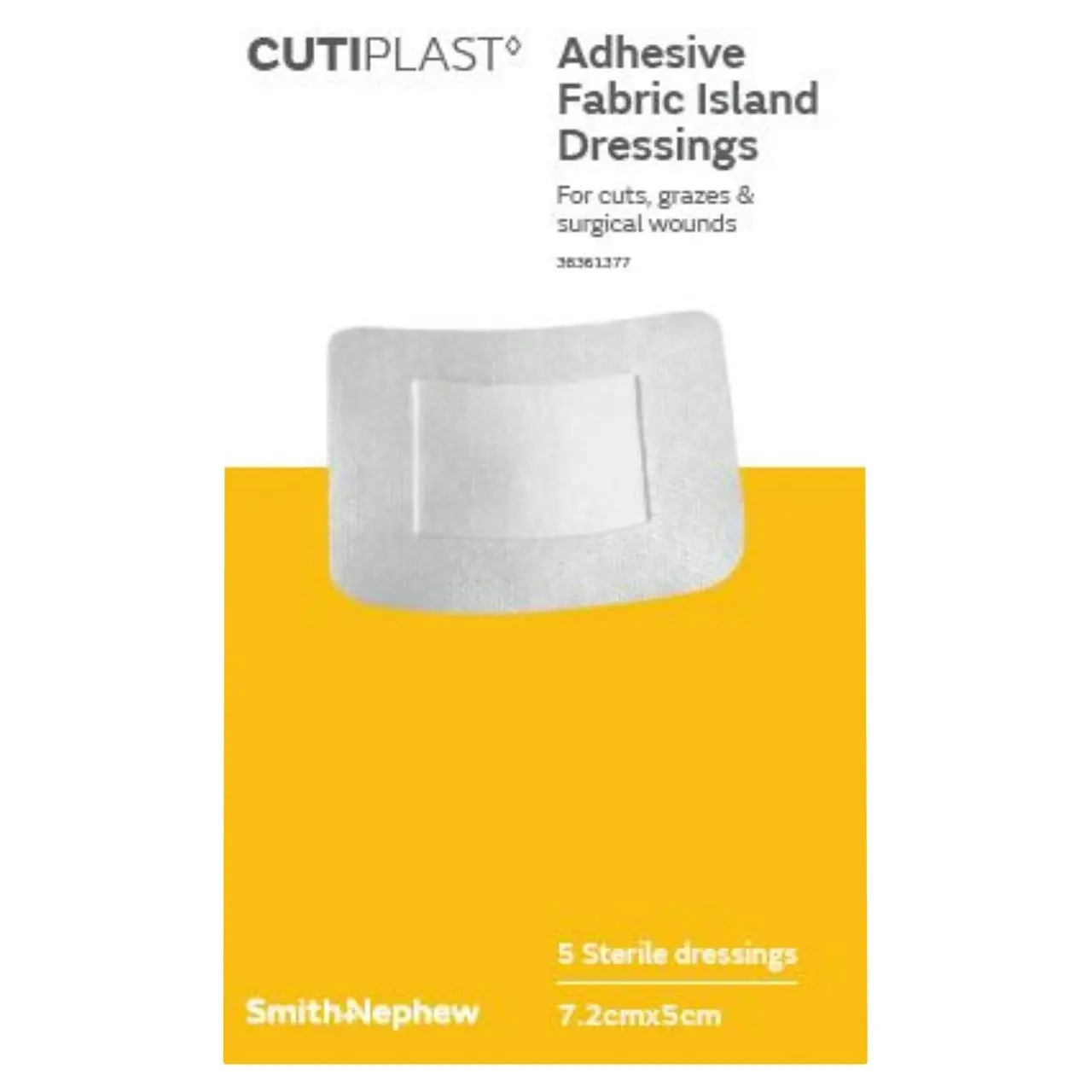 Cutiplast Adhesive Fabric Dressings 5 Sterile Dressings 7.5cm x 5cm