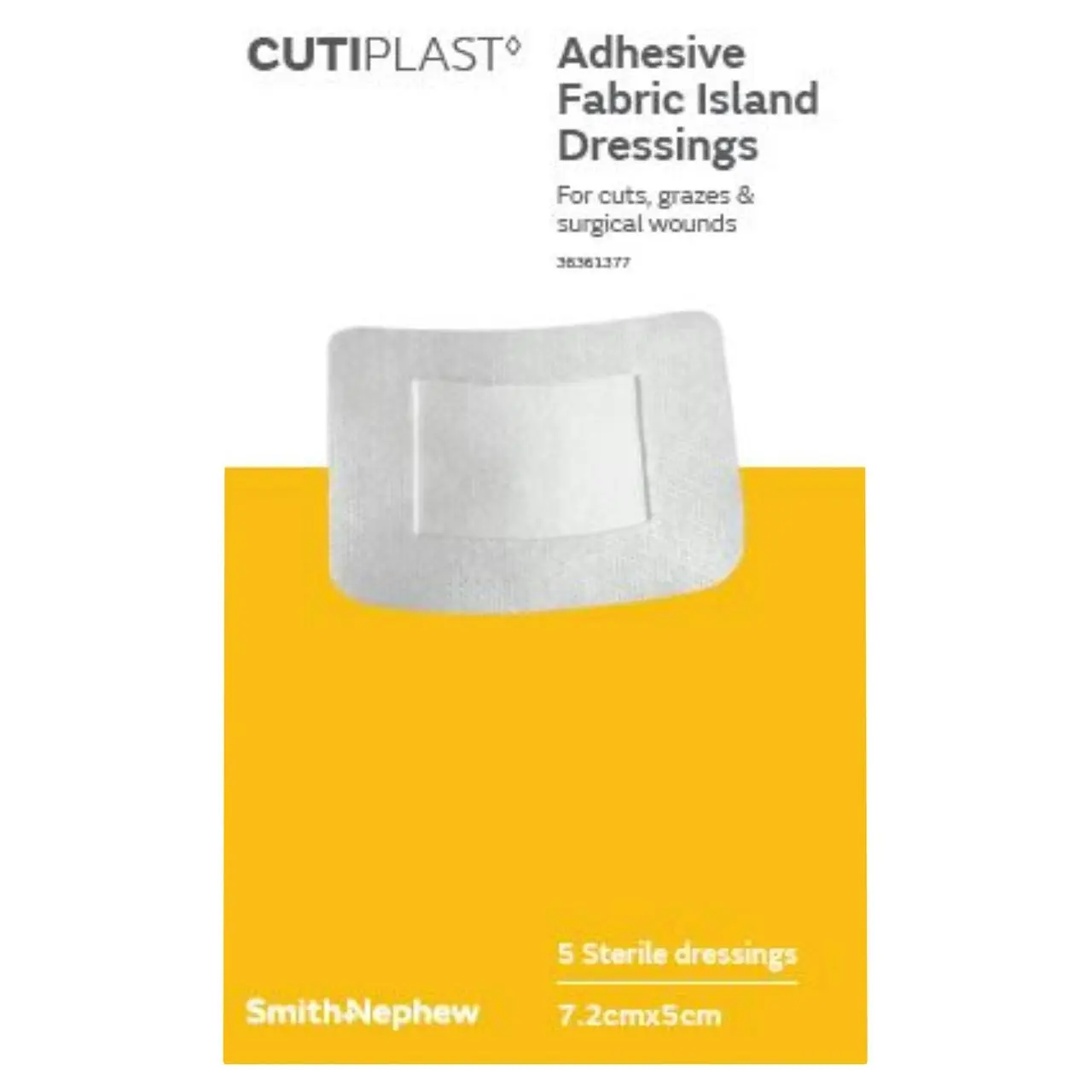 Cutiplast Adhesive Fabric Dressings 5 Sterile Dressings 7.5cm x 5cm