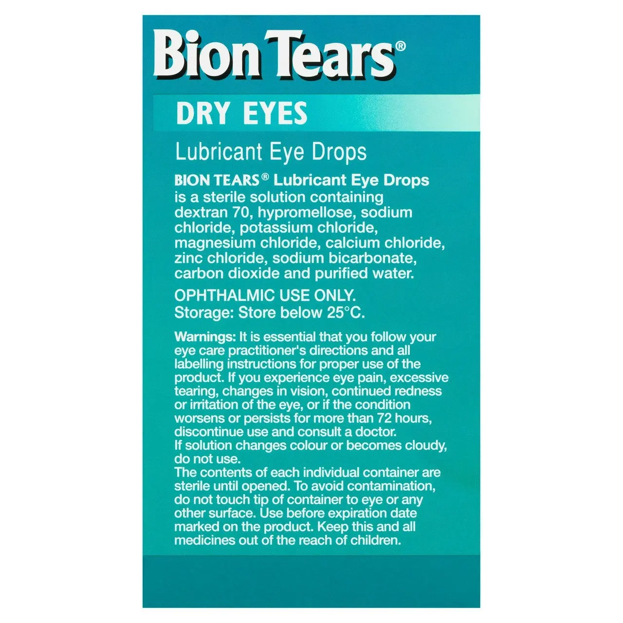 Bion Tears Lubricant Eye Drops for Dry Eyes 28 x 0.4mL Single Use