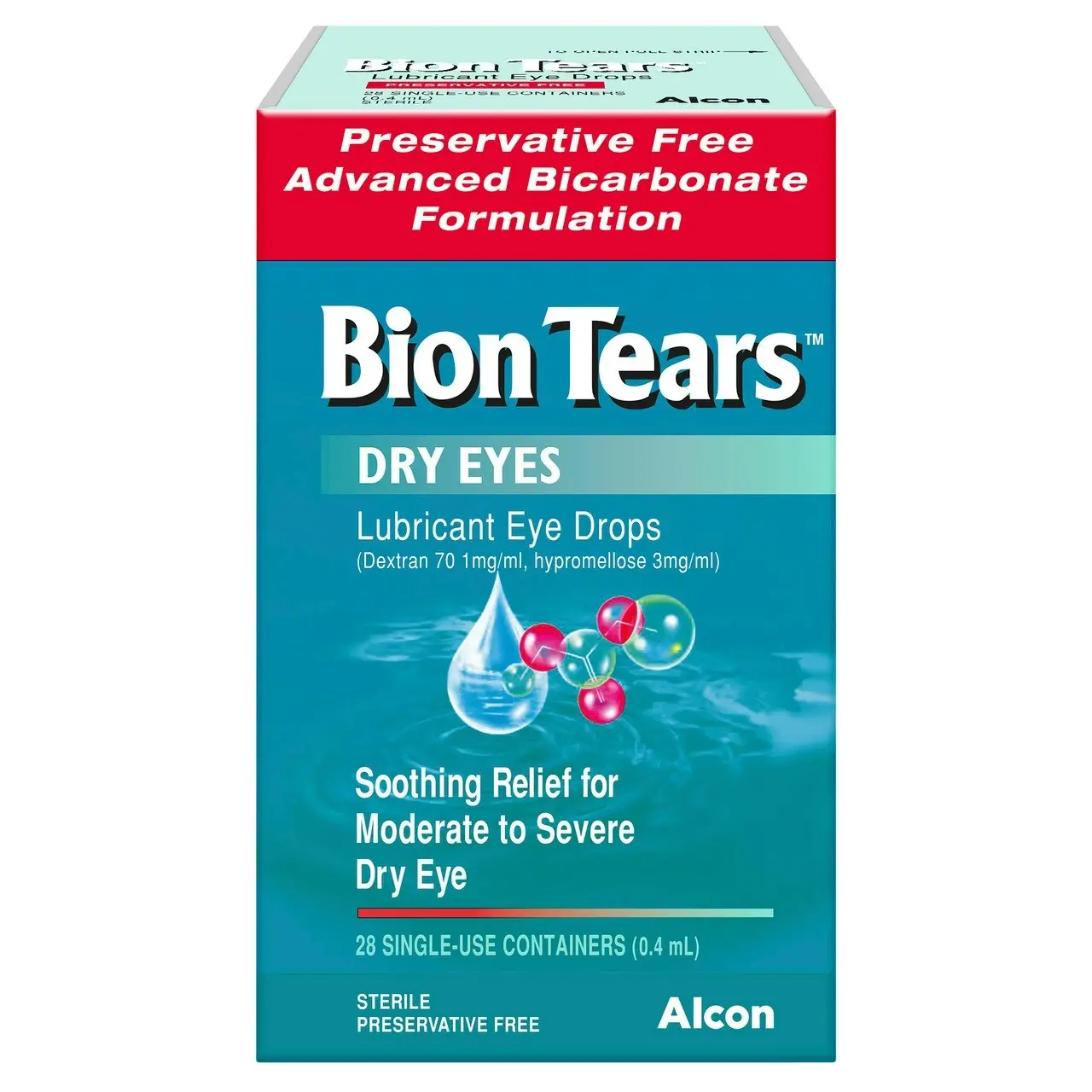 Bion Tears Lubricant Eye Drops for Dry Eyes 28 x 0.4mL Single Use