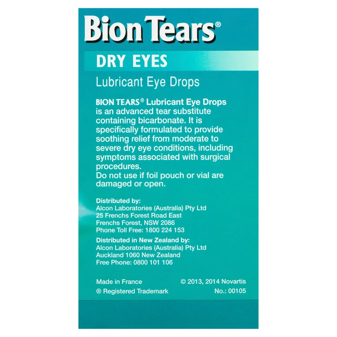 Bion Tears Lubricant Eye Drops for Dry Eyes 28 x 0.4mL Single Use