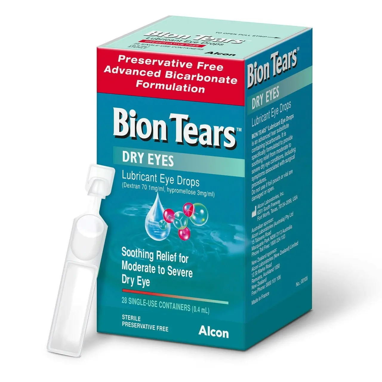 Bion Tears Lubricant Eye Drops for Dry Eyes 28 x 0.4mL Single Use