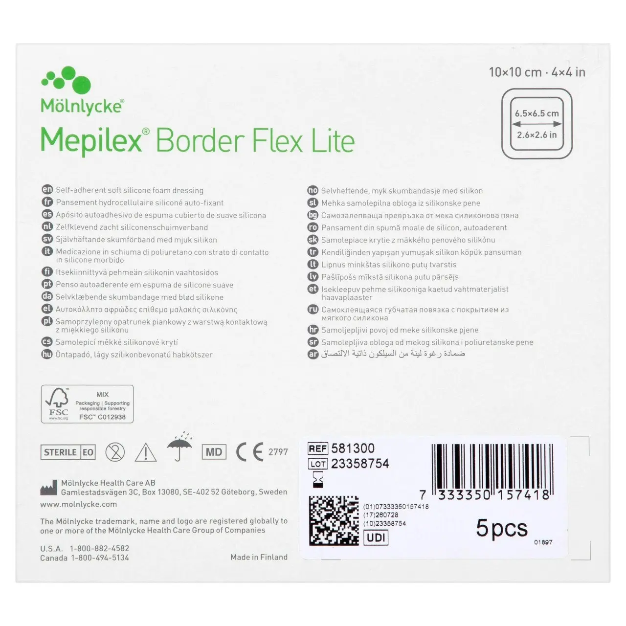 Mepilex Border Flex Lite 10x10cm Single Dressing (1 Pack)