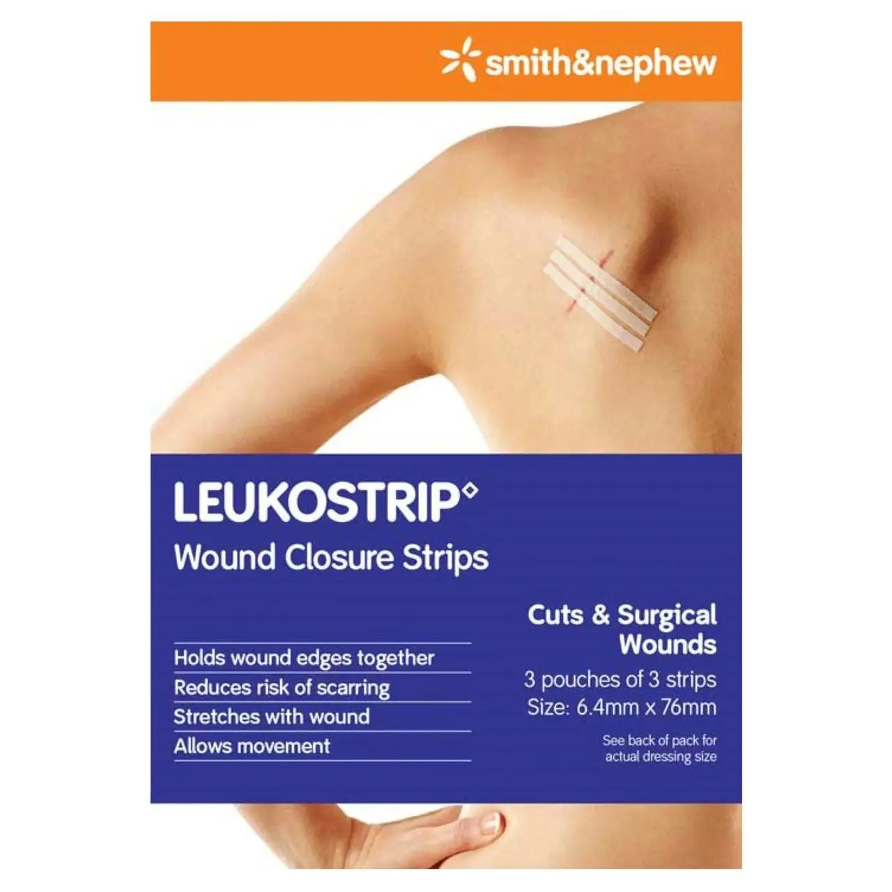 Leukostrip Wound Closure Strips 6.4mm x 76mm 3 Pack