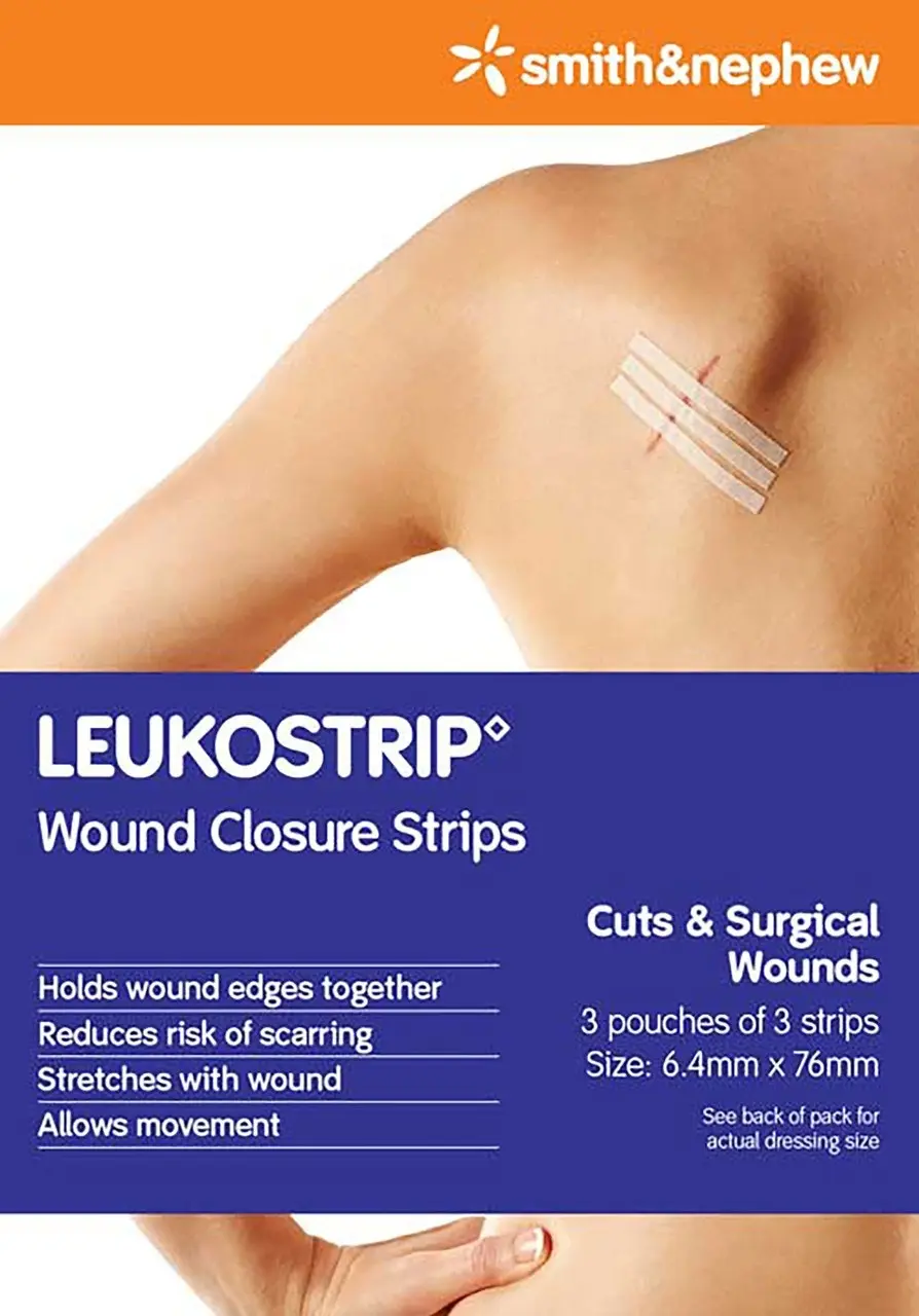 Leukostrip Wound Closure Strips 6.4mm x 76mm 3 Pack