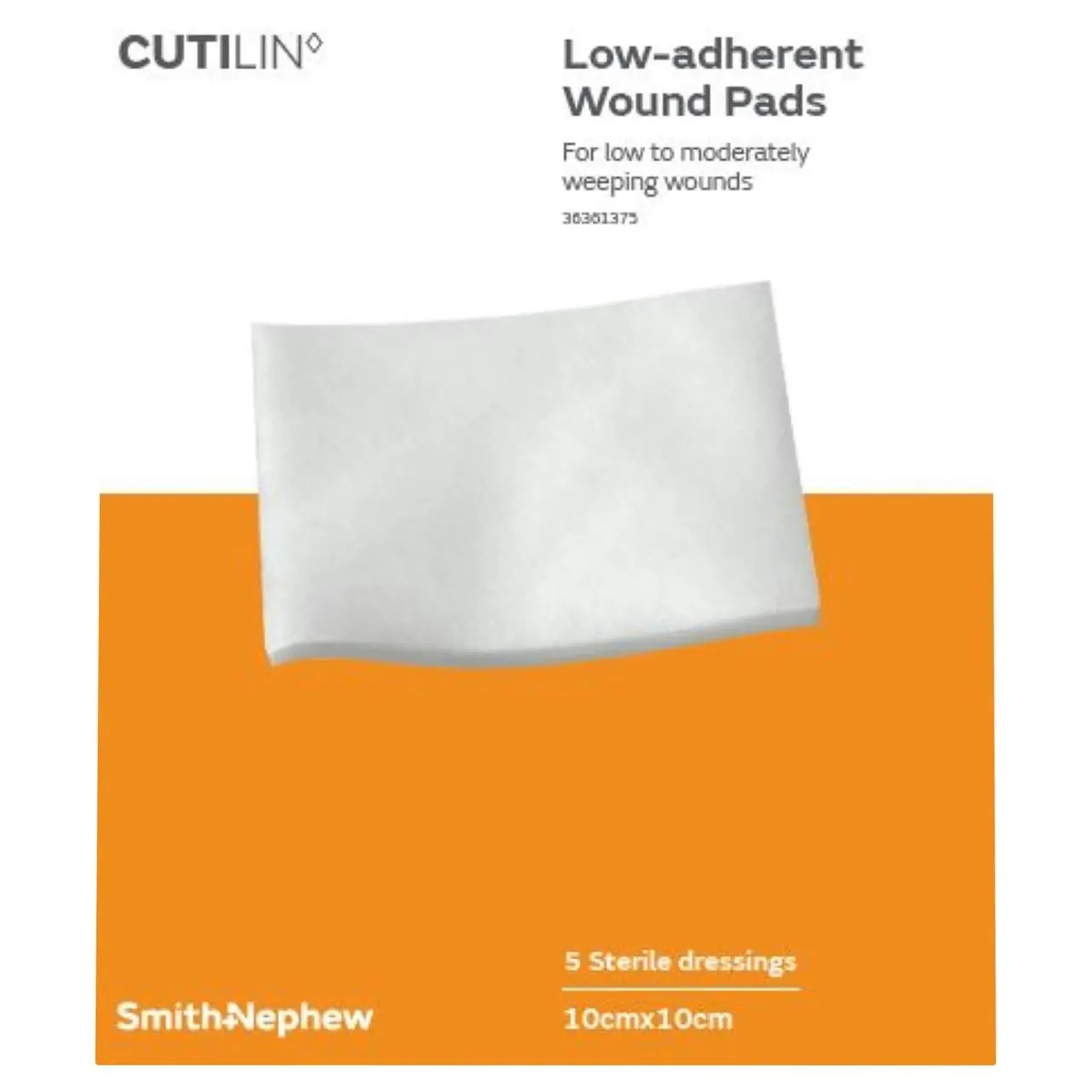 Cutilin&loz;Low-adherent absorbent dressing 10cm x 10cm (Sterile) Pk5