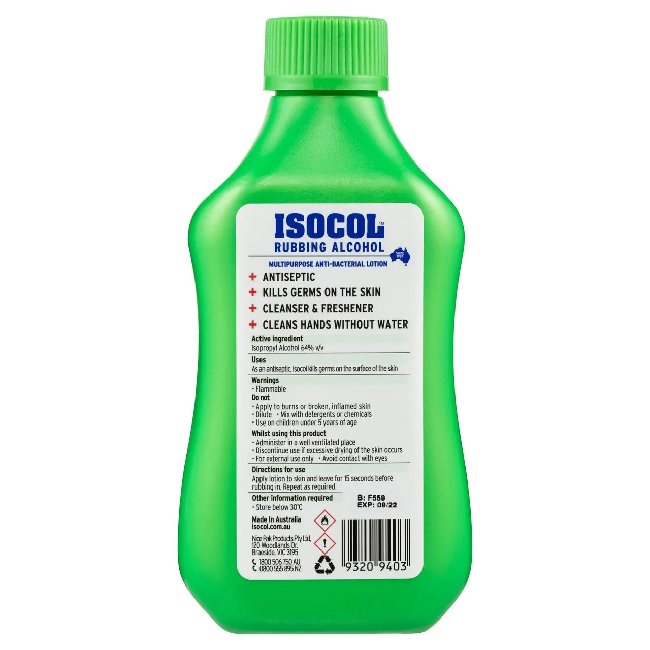 Isocol Rubbing Alcohol Antiseptic 345mL