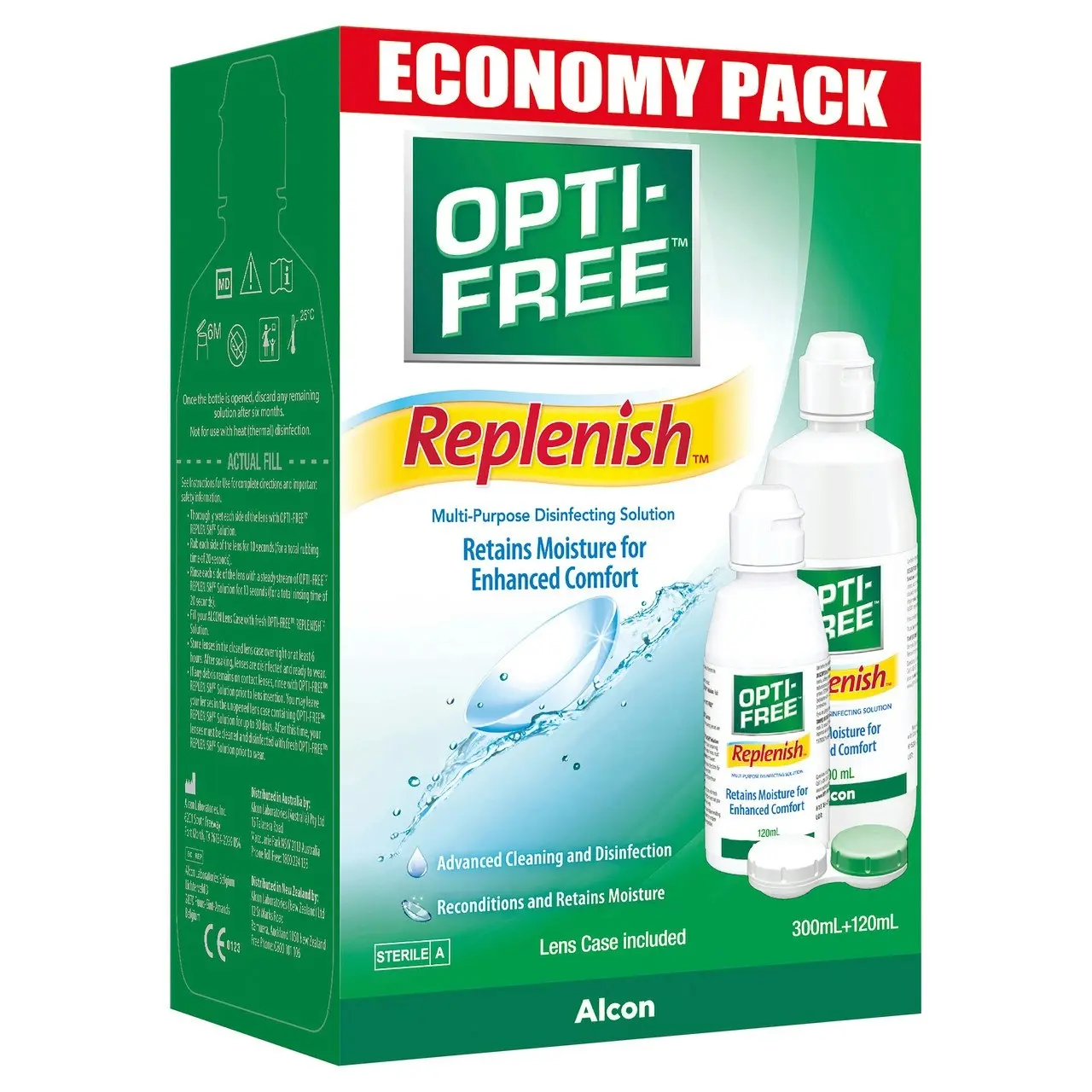 OPTI-FREE Replenish Contact Lens Solution Economy Pack 300mL + 120mL