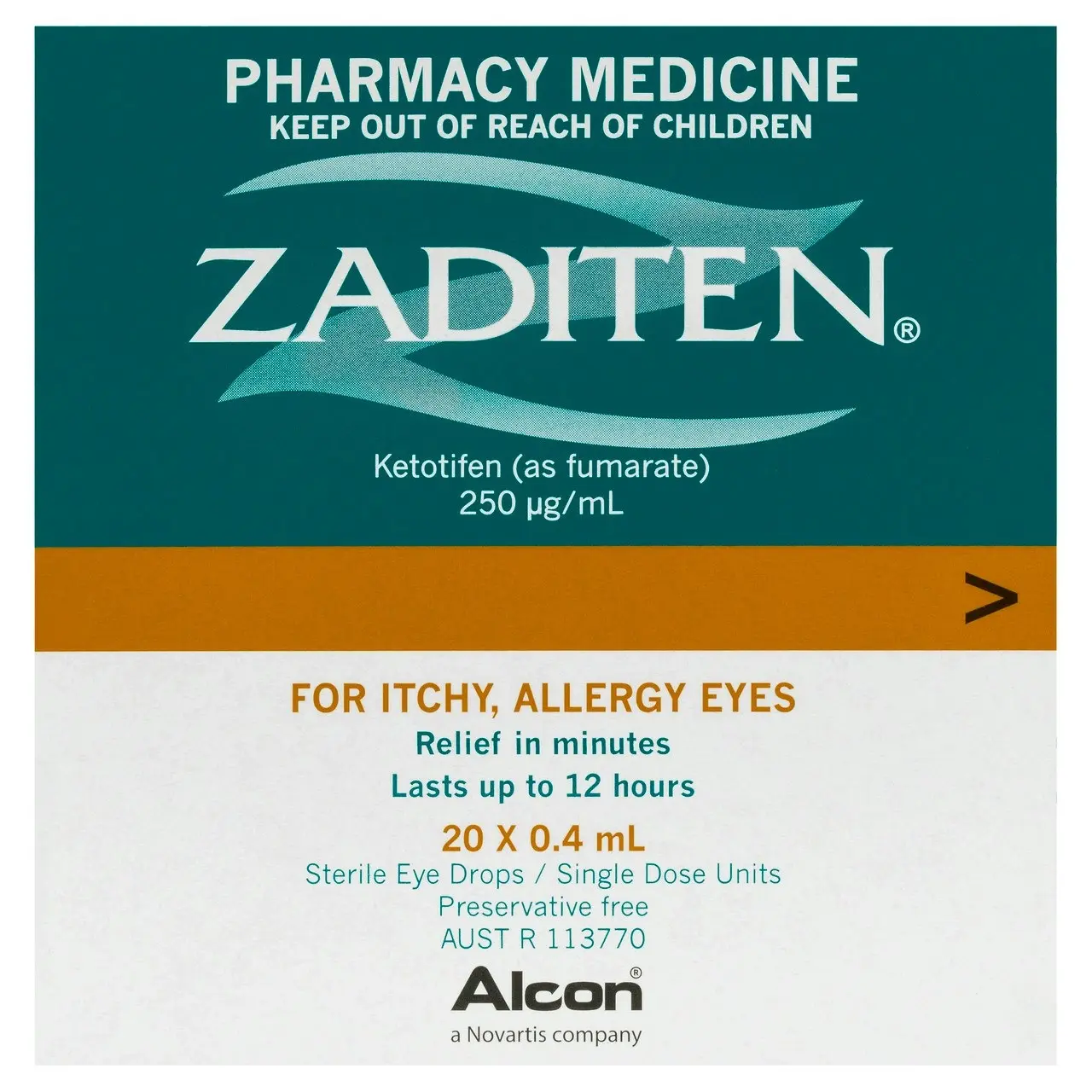 Zaditen Sterile Eye Drops 20 x 0.4mL