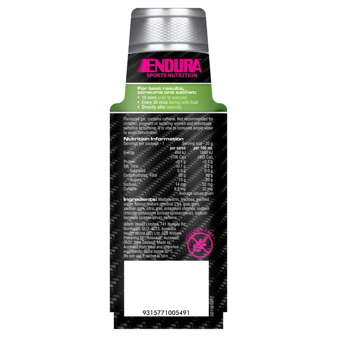 Endura Sports Energy Gel Citrus 35g Sachet