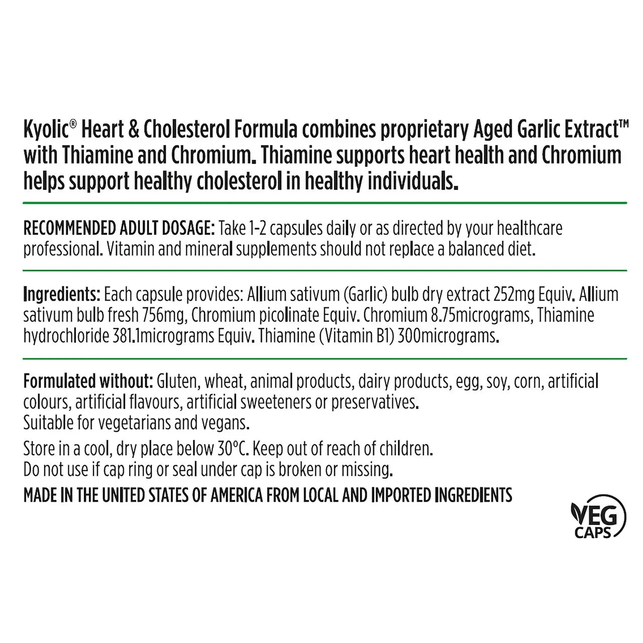 Nutra-Life Kyolic Aged Garlic Extract Heart & Cholesterol Formula 120c