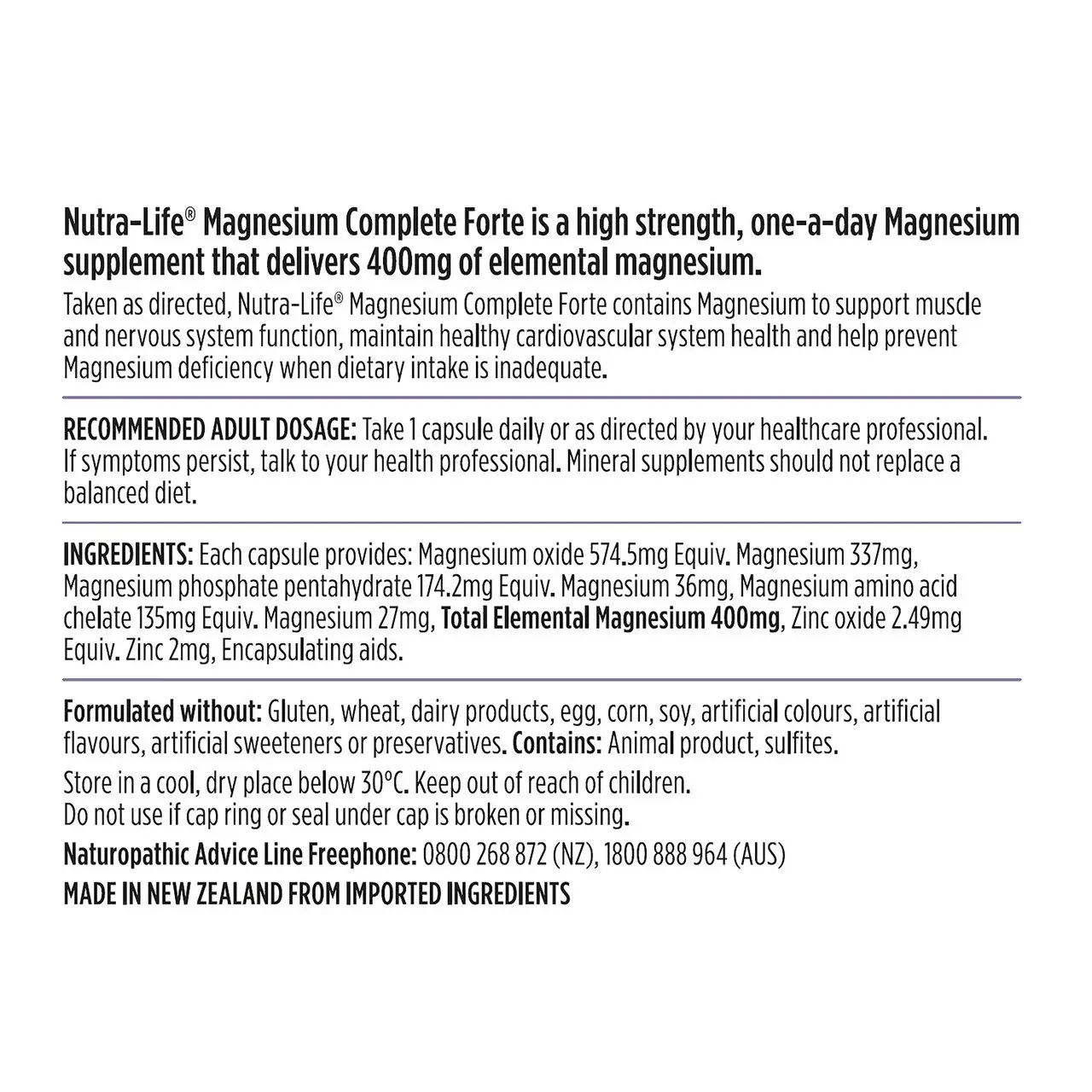 Nutra-Life  Magnesium Complete Forte 200c