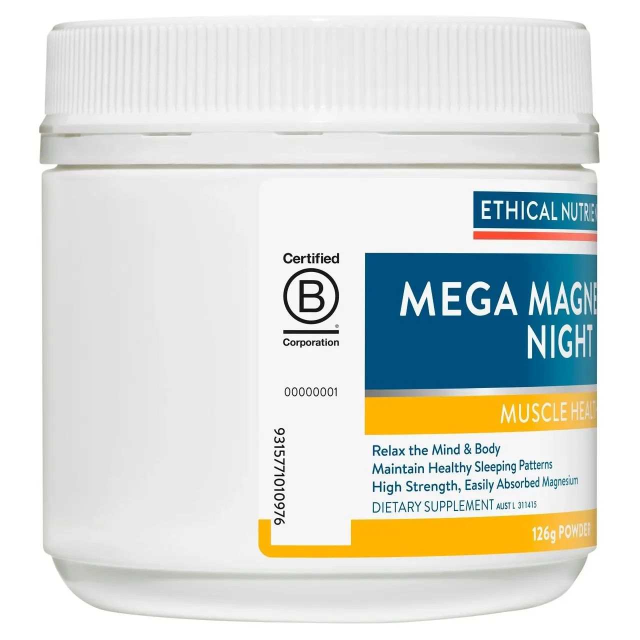 Ethical Nutrients Mega Magnesium Night Powder 126g