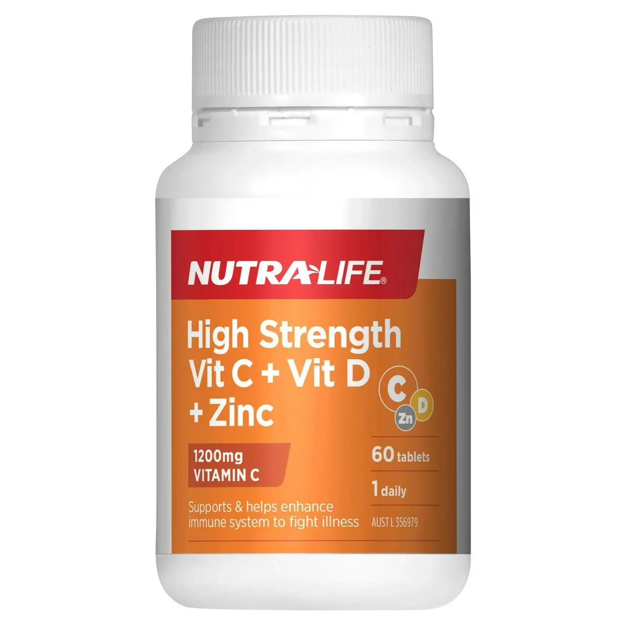 Nutra-Life High Strength Vit C + Vit D + Zinc 60tablets